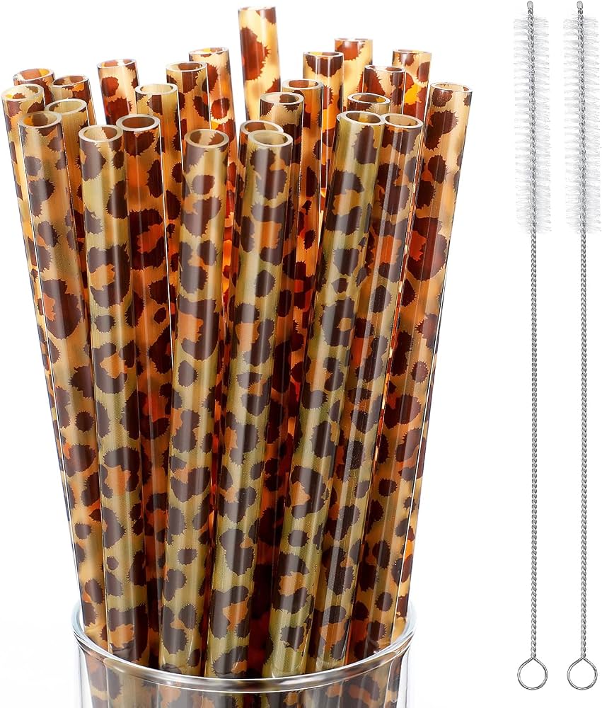RINA Leopard Print Straws
