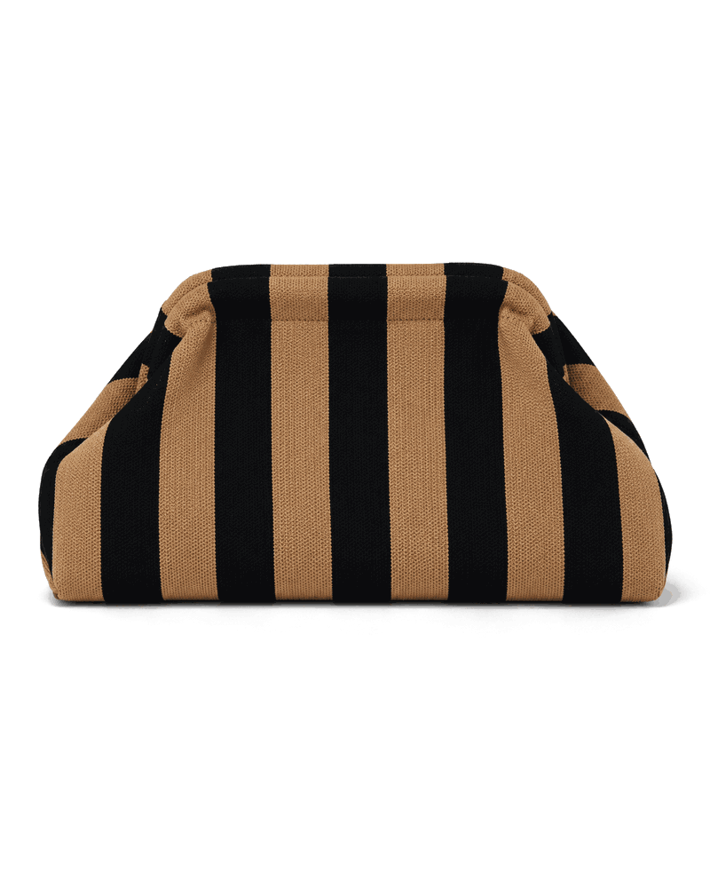 RINA Clutch Bag in Tan/Black stripe